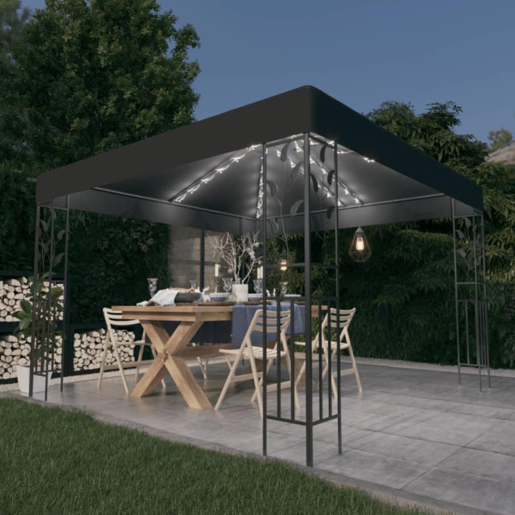 VidaXL Gazebo con Teli Laterali e Doppio Tetto 3x4 m Antracite | Leroy Merlin