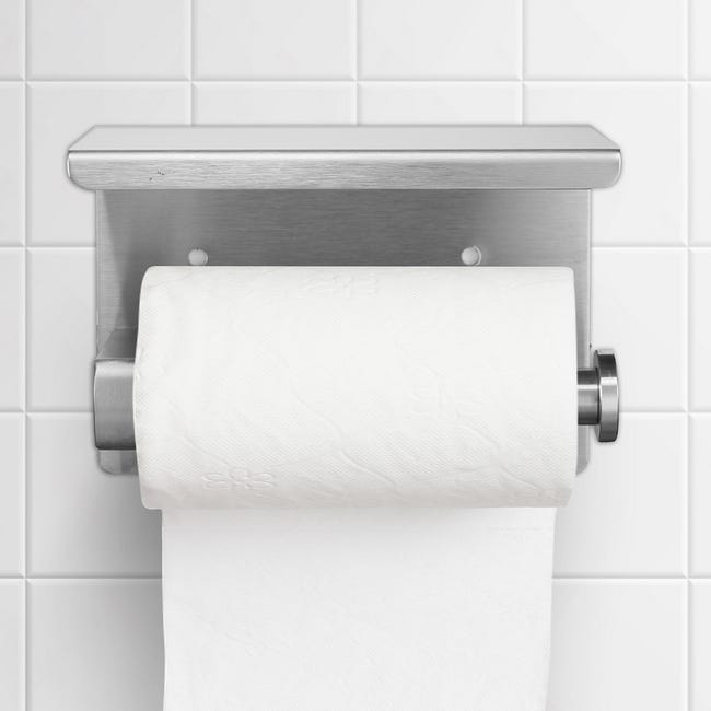 Porte papier WC mural - Dérouleur papier toilette avec Tablette -  Installation facile Sans perçage - Acier inoxydable - Accessoire toilettes  Salle de