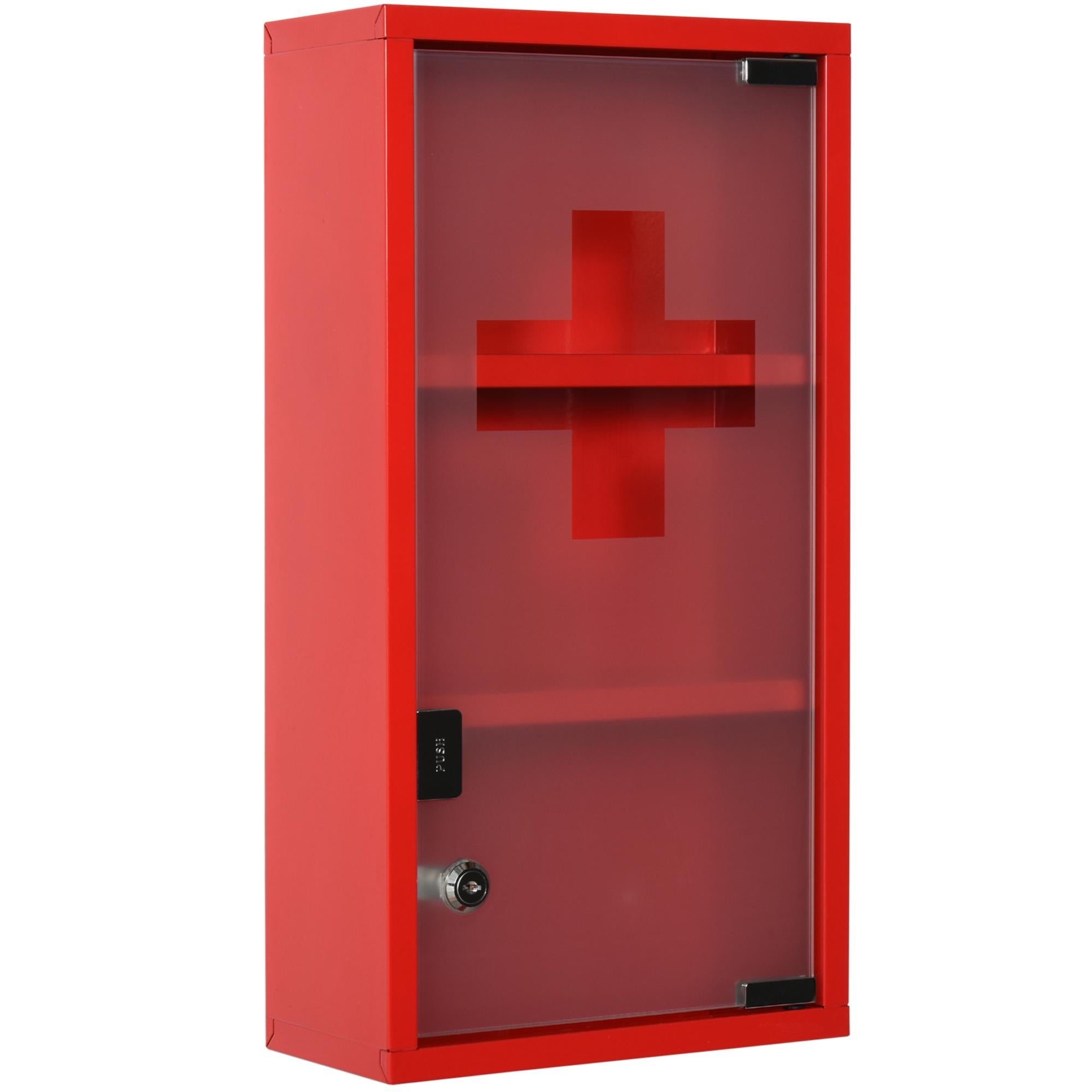 Armoire à pharmacie verrouillable acier inoxydable rouge Leroy Merlin