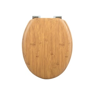 Abattant WC en bois naturel et zinc coloris gris charbon - Longueur 36 x  Profondeur 46,5 x Hauteur 5,5 cm