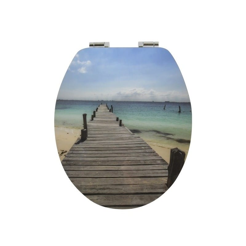 Spirella Abattant WC MDF MALDIVES D cor Plage Charni res Zinc