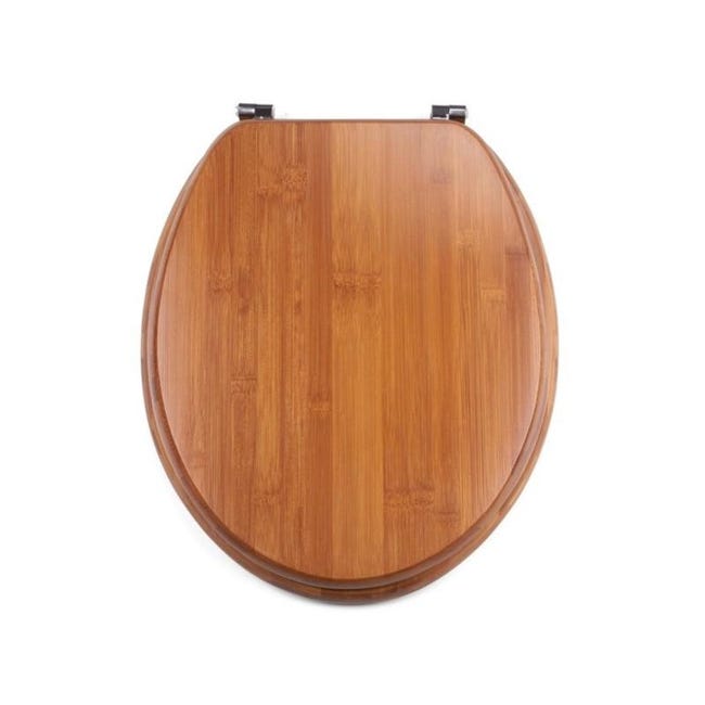 MSV Asiento de inodoro Bambú - Bisagras de acero inoxidable - 1