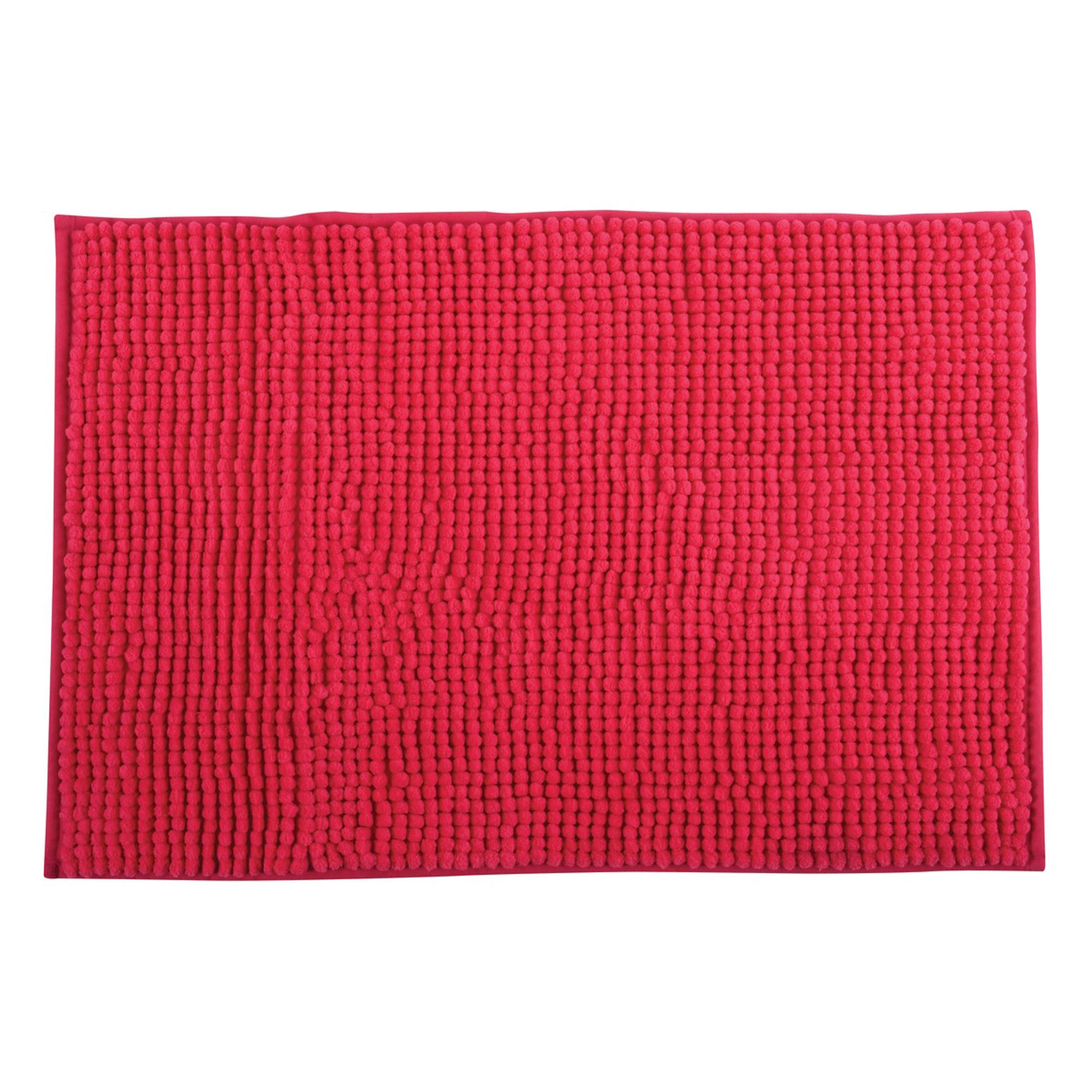 MSV Tappetino Doccia Antiscivolo Rosso 50x80 Cm: Comfort E Sicurezza In Microfibra Chenille