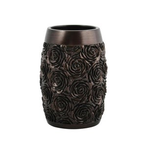 Gobelet En Polyrésine Zen Gris MSV - Design Asymétrique Pour Salle De Bains Moderne - 13,5x8x18 Cm