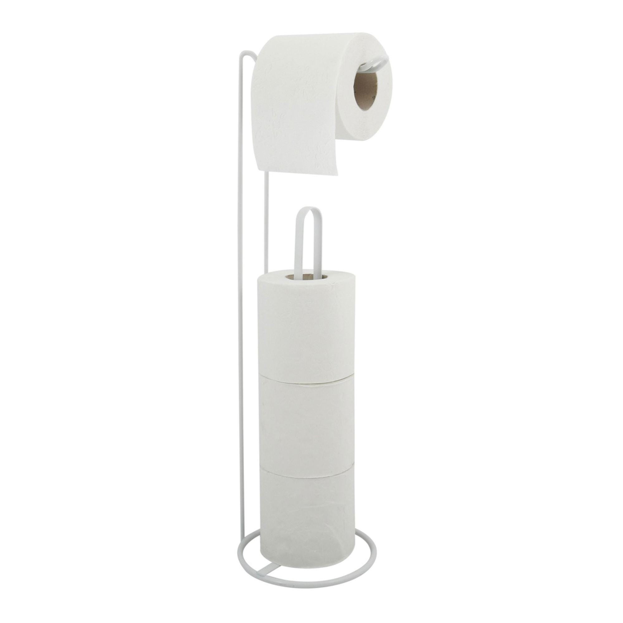 Msv porte-rouleau wc porte papier toilette sur pied dérouleur réchange  papier 15x15x54cm blanc mat