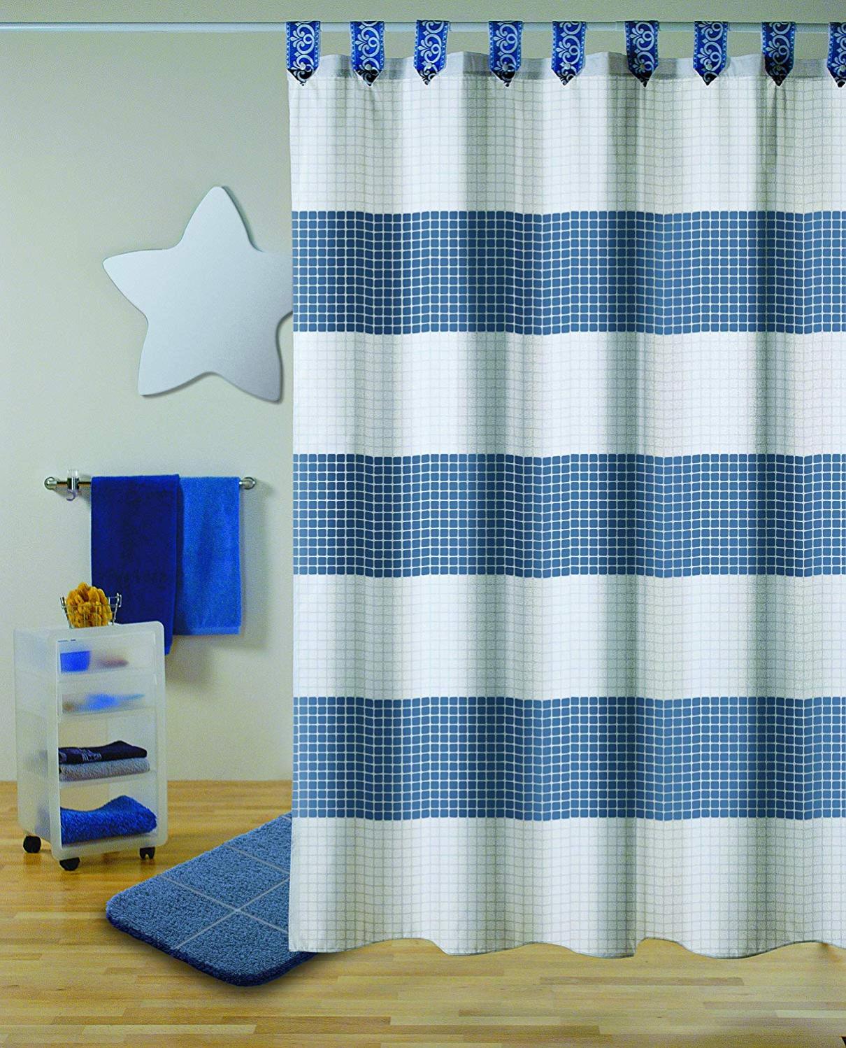 BP076 set da bagno con tenda da doccia impermeabile in poliestere semitrasparent