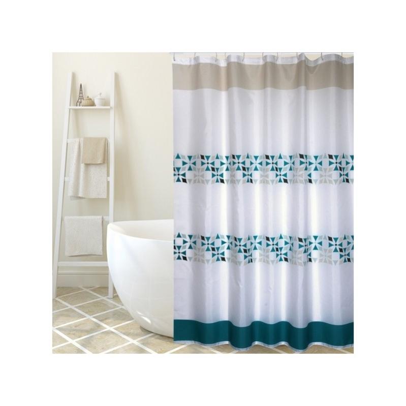 Rideau De Douche Polyester 180x180 Cm - Design Graphique Multicolore, Anneaux Inclus, Anti-moisissure