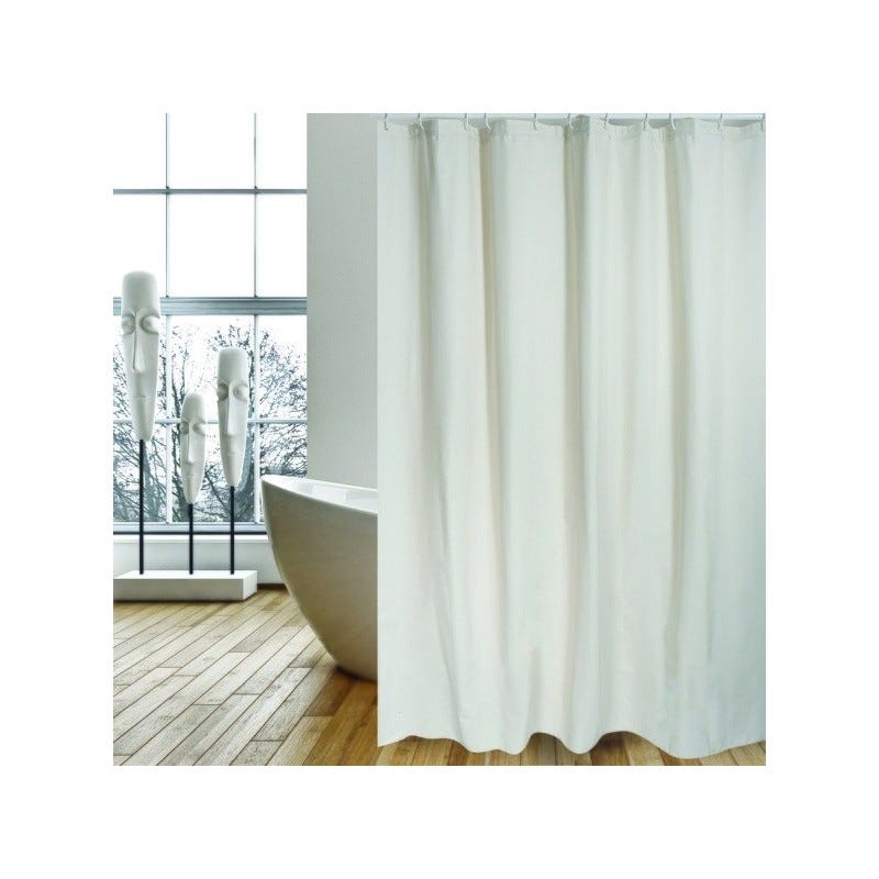Msv - MSV Rideau de douche Polyester 180x200cm Motifs Gris & Blanc -  Anneaux inclus - Rideaux douche - Rue du Commerce