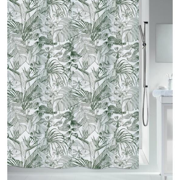 Spirella Rideau De Douche Polyester Tropic 180x200cm Vert Clair | Leroy Merlin rideau spirella