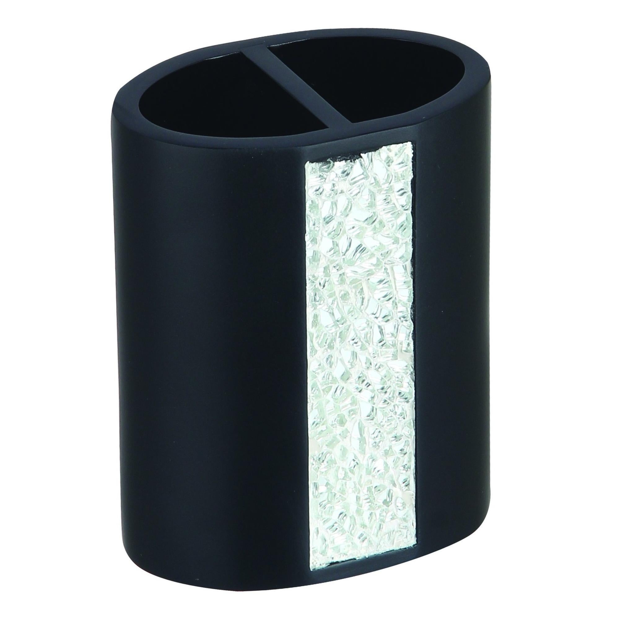 MSV Bicchiere In Poliresina Effetto Ceramica Nera Luanda - 8.6x6x10.6 Cm, Oggettistica Design Per Casa