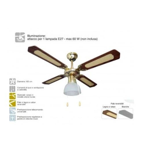 Ventilatore A Soffitto Con Luce LED E27 E Telecomando - 48W, 3 Velocità E Colori Regolabili 3200-6500K