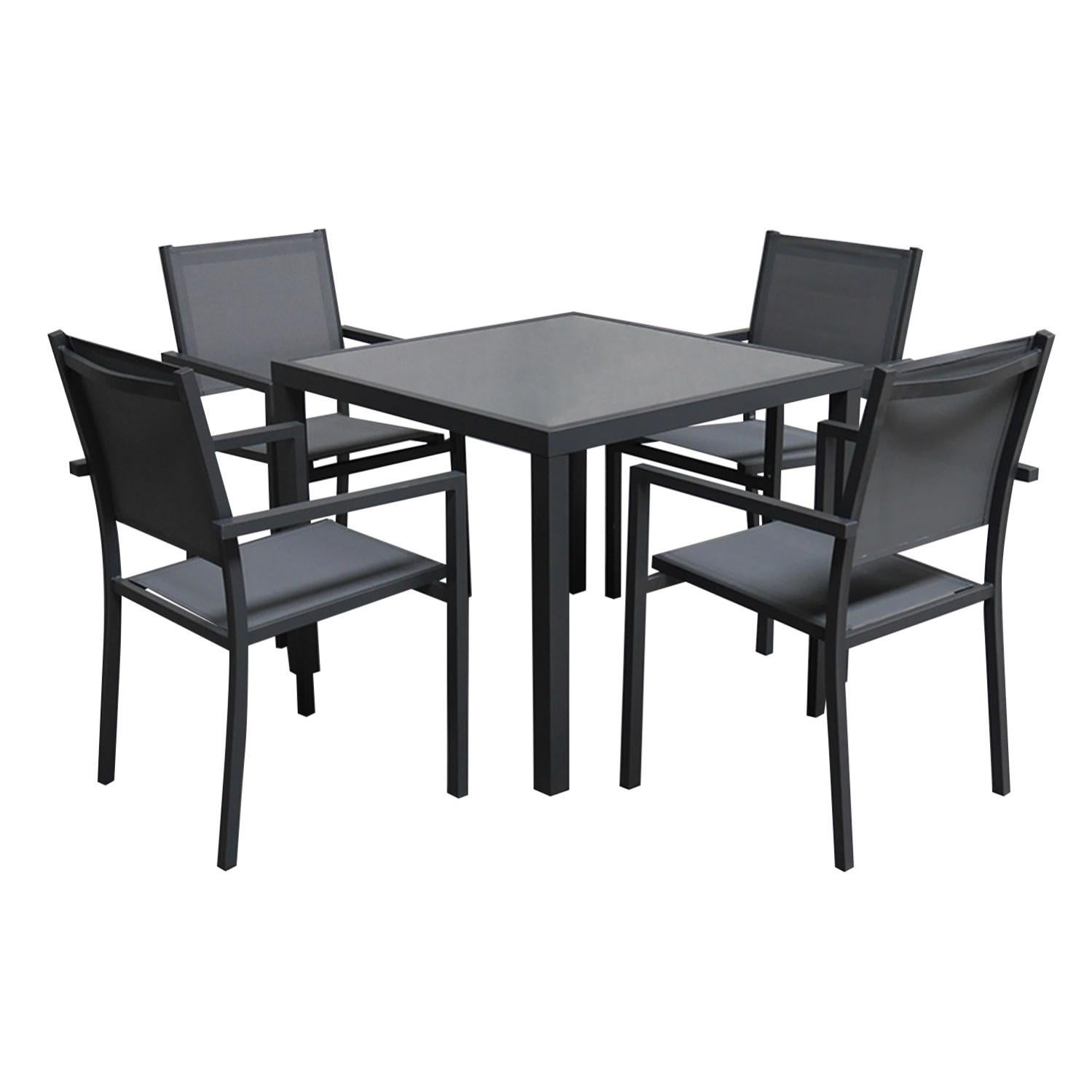 Set di 4 sedie MARBELLA in textilene grigio - alluminio grigio antracite