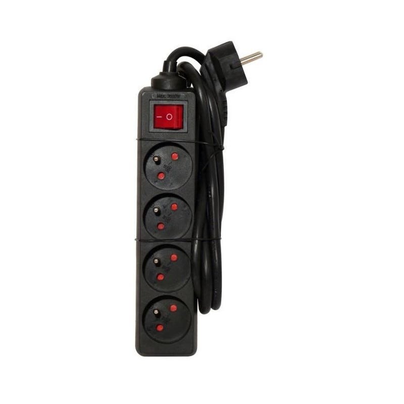 CHACON Bloc multiprise avec interrupteur 3 prises 16 A et 2 sorties USB 2  A, câble