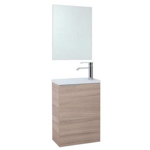 Mobile Bagno Sospeso 40 Cm Rovere Con Lavabo E Specchio Compact