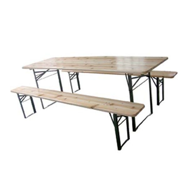 Set birreria piano tavolo e panche acciaio e legno pieghevole pic-nic  giardino