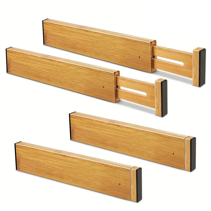 4 séparateurs de tiroir en bois réglables et extensibles pour les
