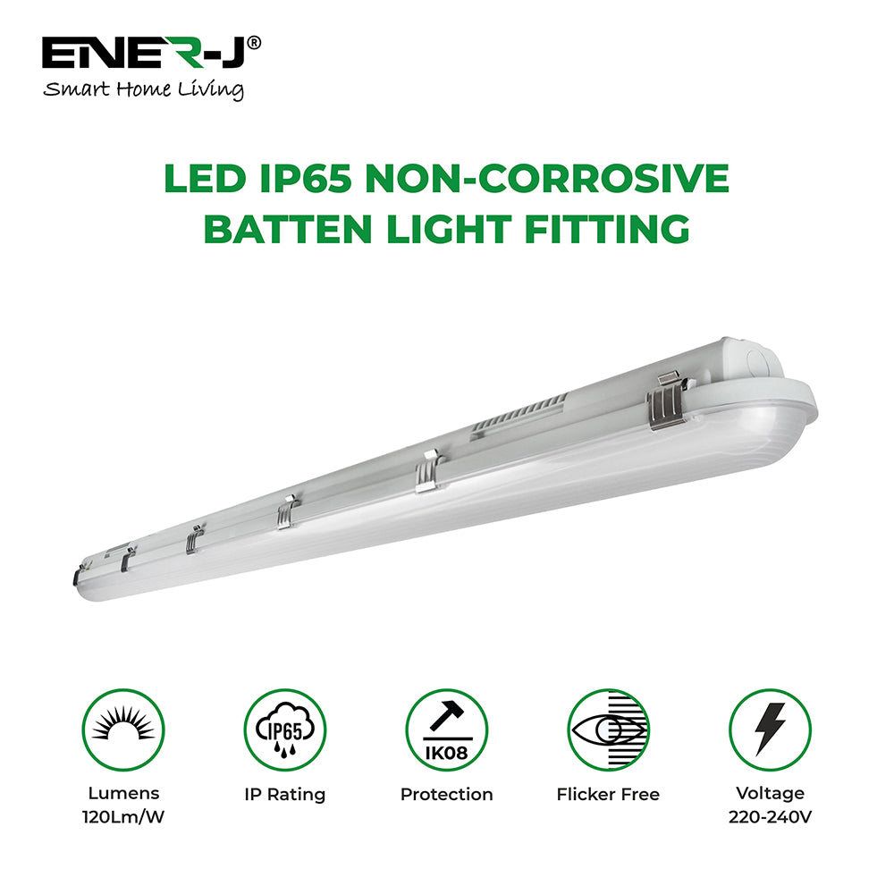 Non Corrosive Waterproof Fitting, 1.2m 40W, 120 lumens per Watt, 6000K