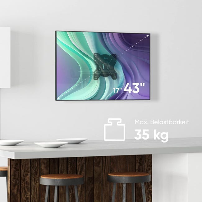 ONKRON Supporto TV a parete per TV da 17-43 fino a 35 kg, nero NP23-B