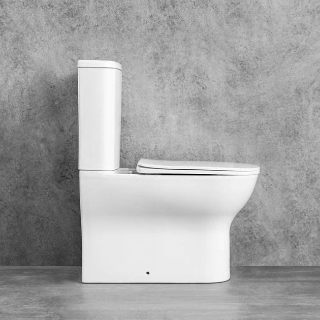 Pack WC de Inodoro Round compacto adosado a la pared con salida dual y  sistema rimless : : Bricolaje y herramientas