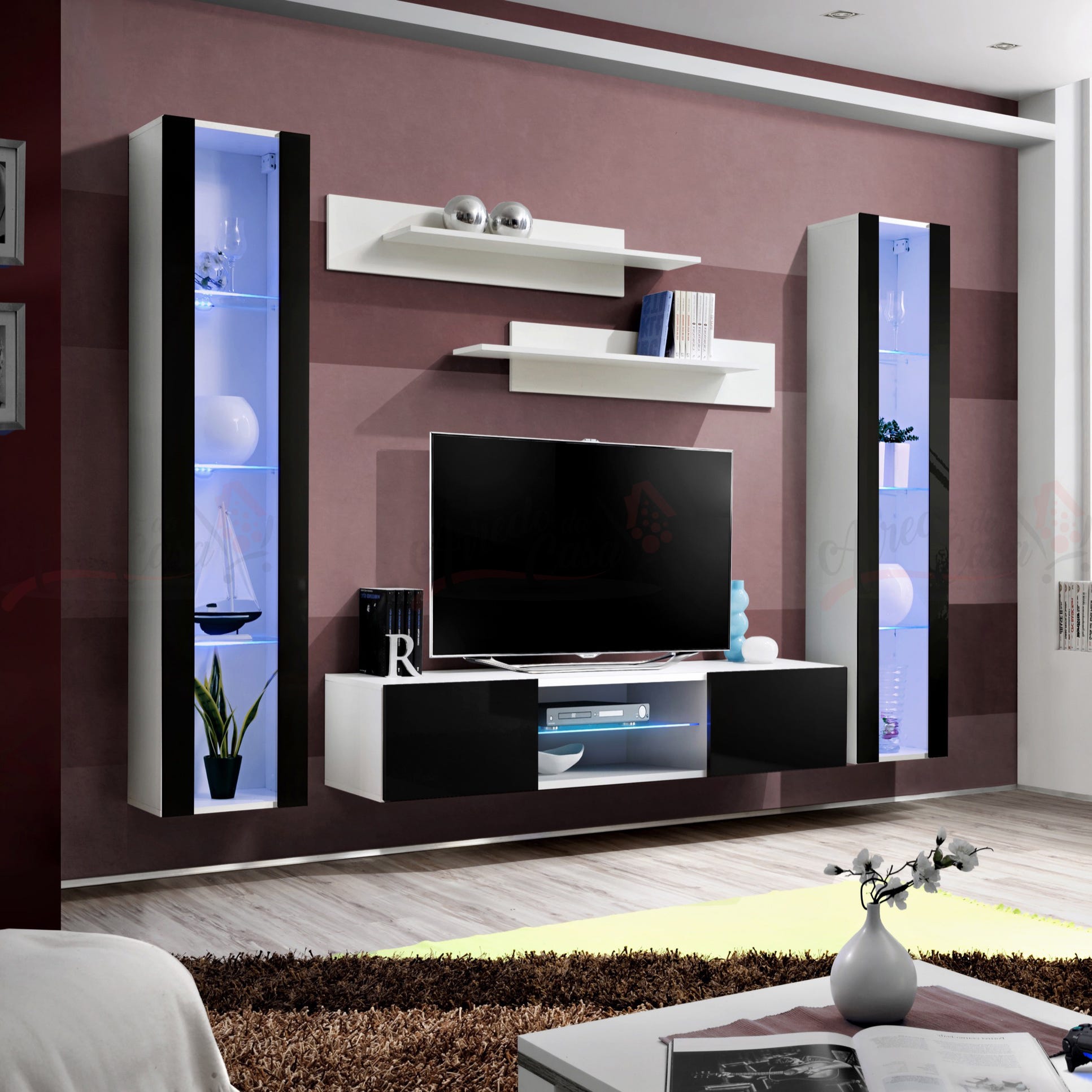 Parete attrezzata per soggiorno moderna - LINA - ANREI - Reisinger GmbH -  in metallo / in noce / in picea