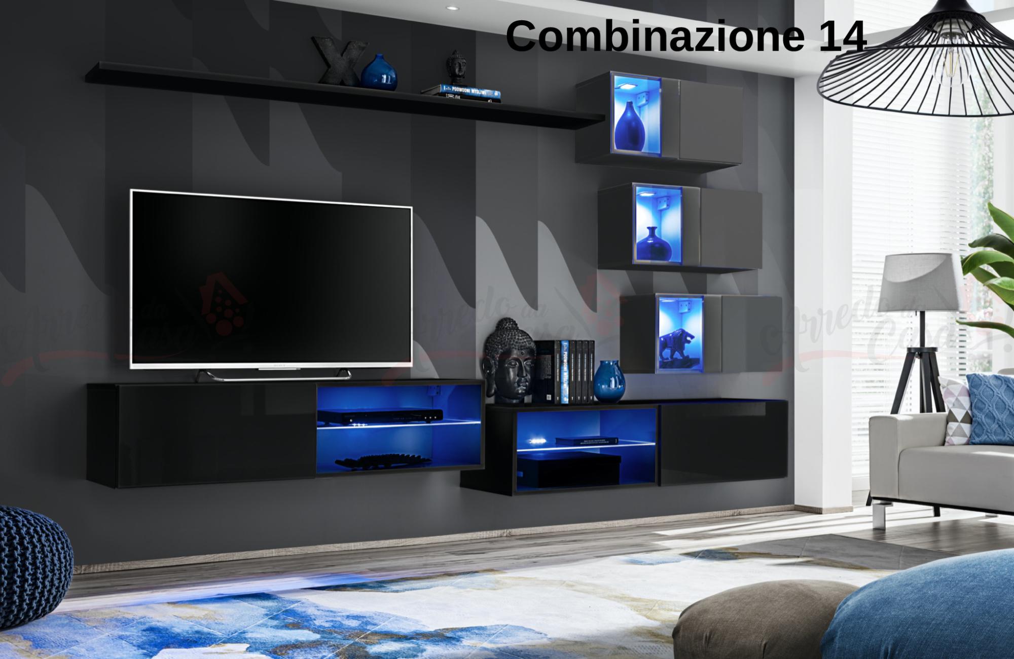 DADEA Vetrina Ad Angolo Con Vetro Temperato E Luci LED – 4 Ripiani, Serratura, Per Collezioni E Negozi (nero/bianco)