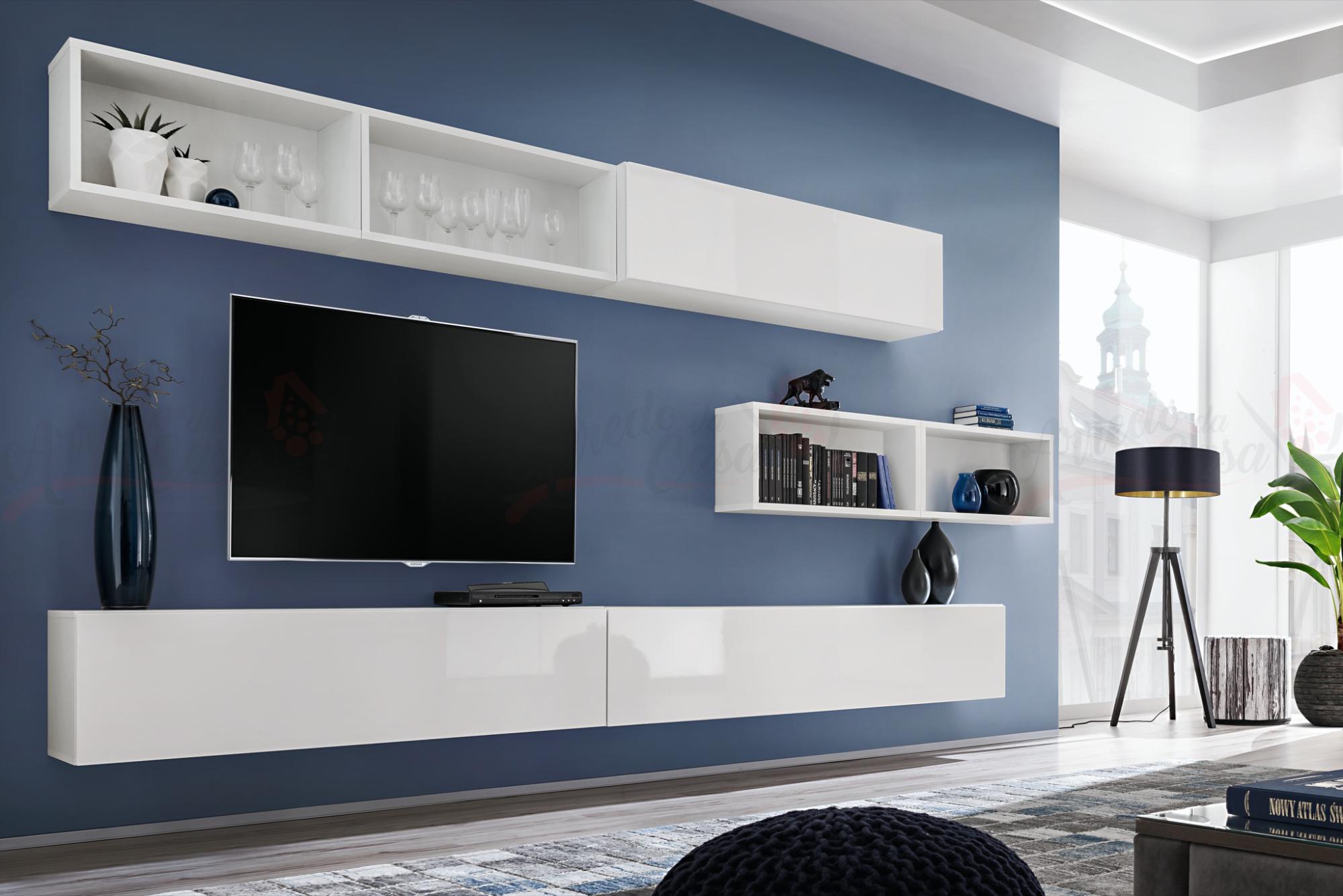 HOMCOM Libreria A Parete Sospesa Design A V - Legno Truciolare, 80.6x16x15.2 Cm, Color Legno, Per Libri, CD, DVD