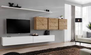 Dmora Vincennes, Porta TV a 2 Ante, Mobile sospeso Soggiorno, 180x35h28 cm,  Rovere Nodi e Bianco Lucido : : Casa e cucina