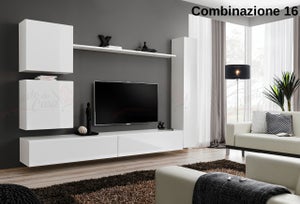 Mobile Porta TV aperto in legno melaminico 130x40xh58,7 cm colore bianco  posizionabile a dex o sin | Tecnos Arredamento