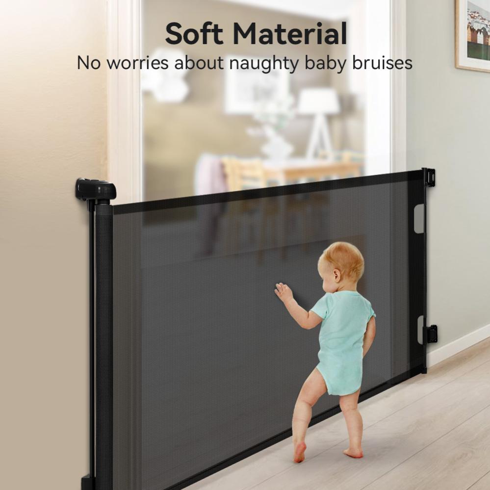 Barriera Di Sicurezza Retrattile Per Animali Domestici IDMarket - Grigio Antracite 130 Cm - Recinzione In PVC Traforato Con Telaio In Alluminio - 4