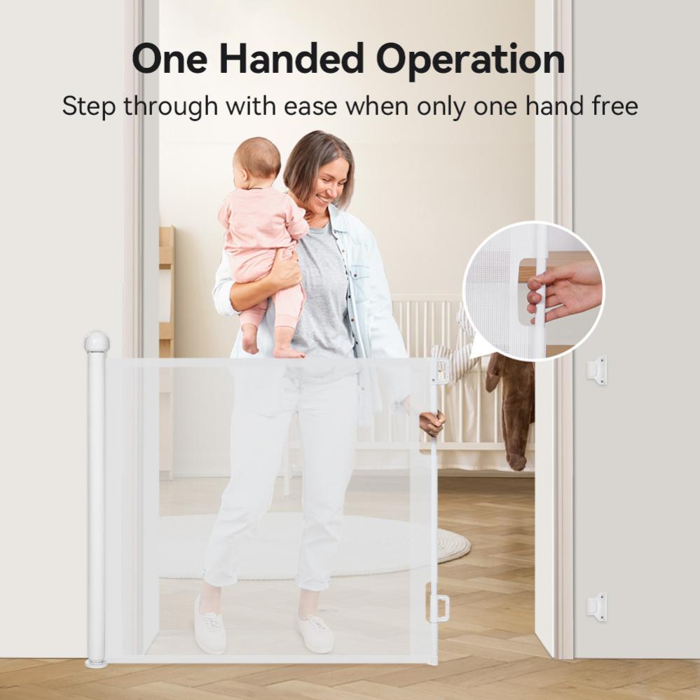 Cancelletto Sicurezza Estensibile 0-150cm - Barriera A Scomparsa Per Scale E Porte, Nero - Foto 3