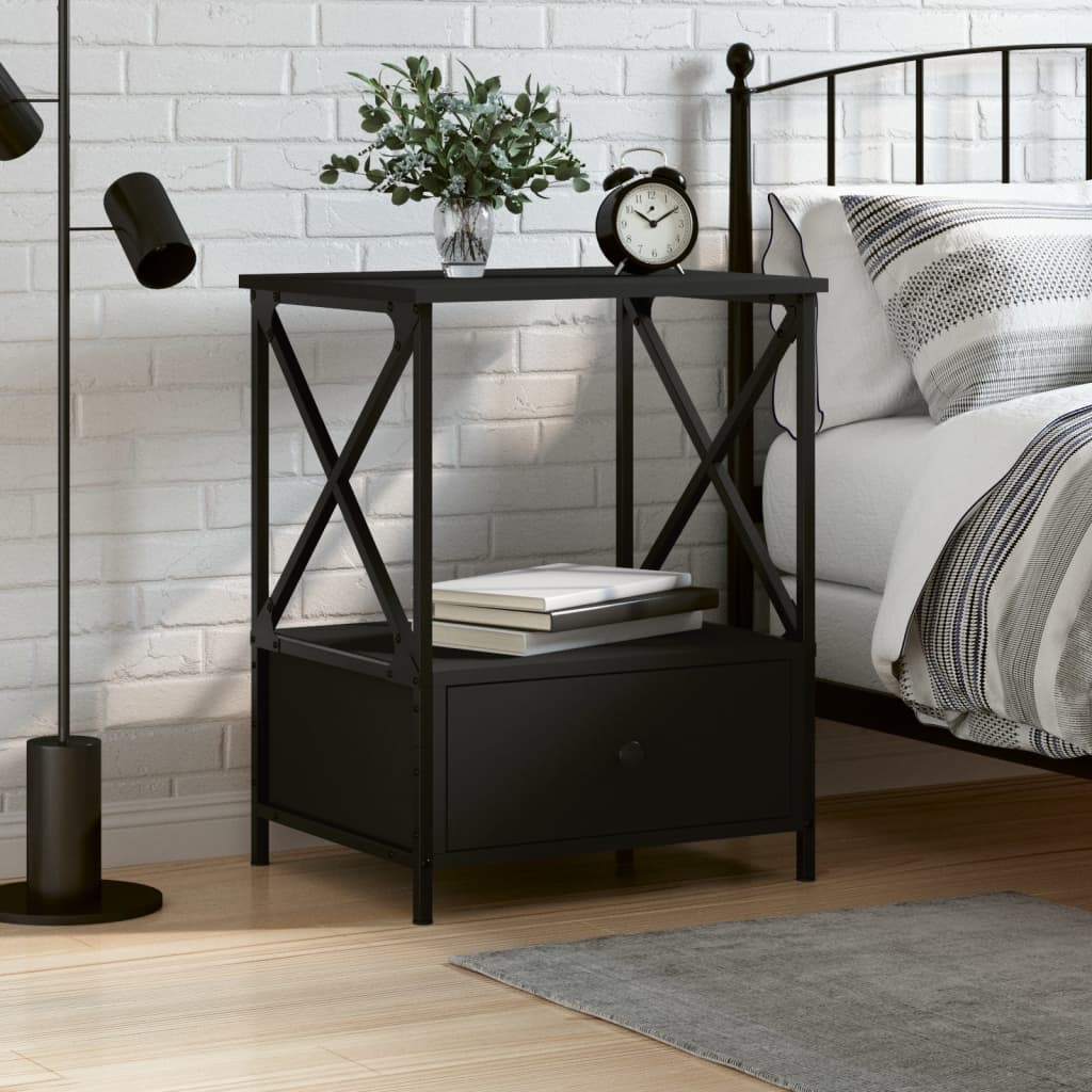 Vidaxl mesita de noche madera de ingeniería negra 50x41x65 cm