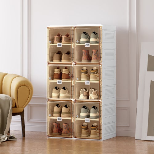 Cajas de zapatos plástico con 18 cubos HOMCOM 28x36x21cm  transparente_850-174V01
