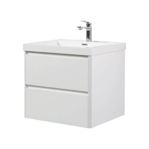 Conjunto de muebles de baño - Lavabo de superficie sólida lacado blanco de 60  cm con tocador - con lavabo, 2 cajones, 60 cm de ancho/48 de profundidad