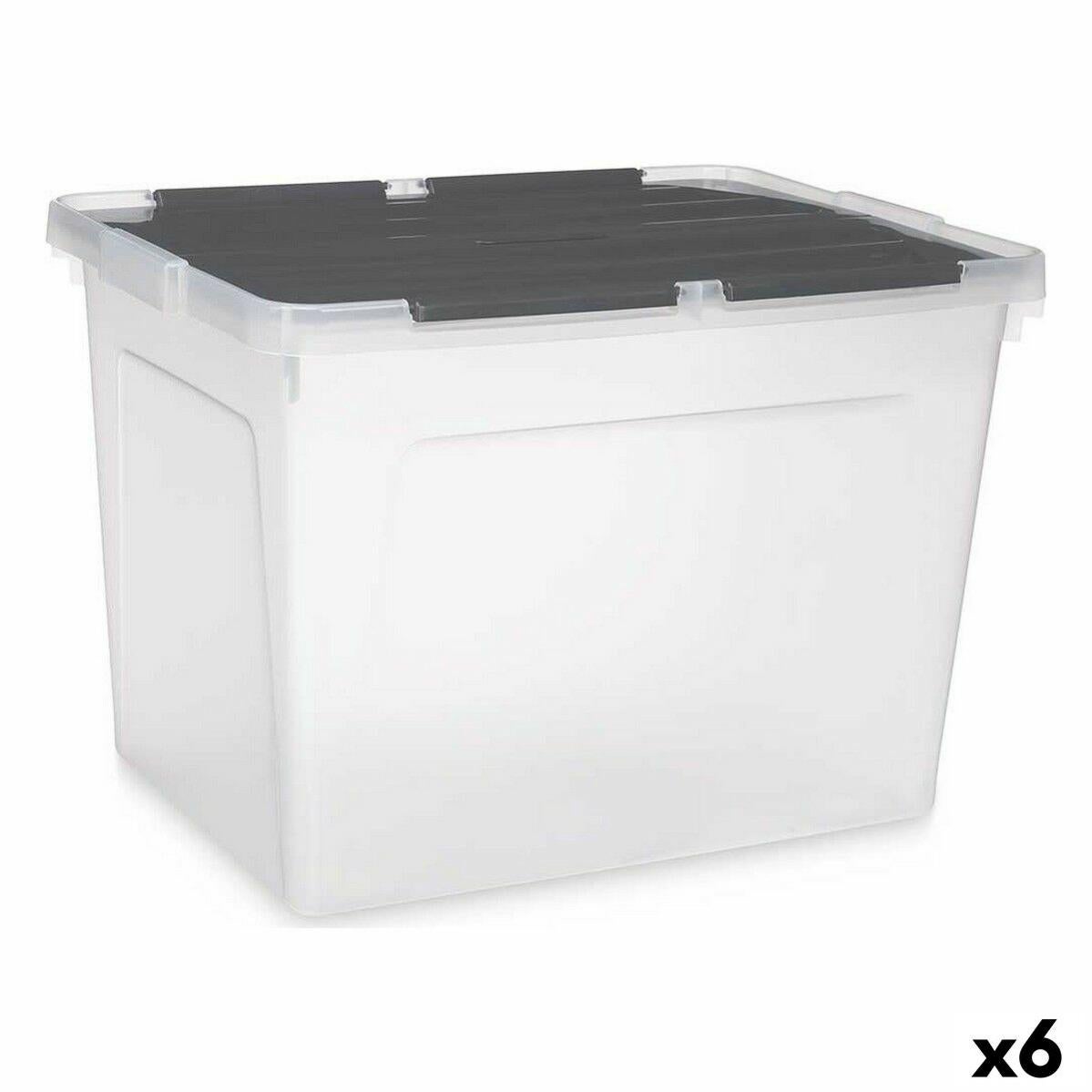 Boîte de rangement avec couvercle 48 L Transparent Anthracite (6 Unités ...