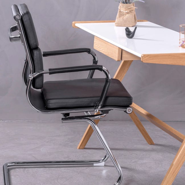 Chaise de bureau sans roulettes avec dossier bas et revêtement en