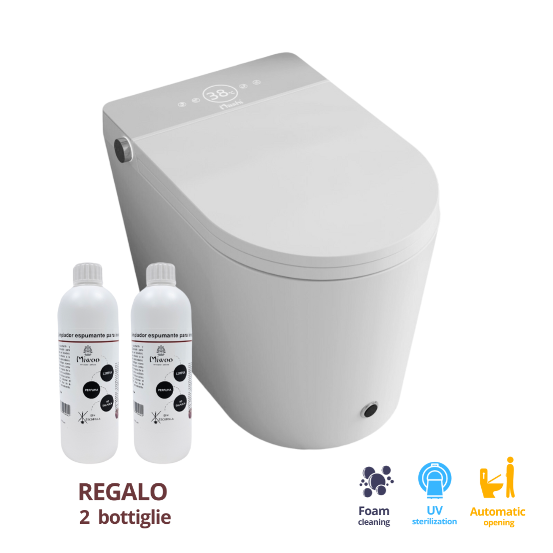 EPLO WC intelligente di lusso con apertura e chiusura automatica, dispenser di schiuma, sedile riscaldato ad altezza comfort ADA, acqua calda/ asciugatrice, bidet moderno allungato con luce notturna