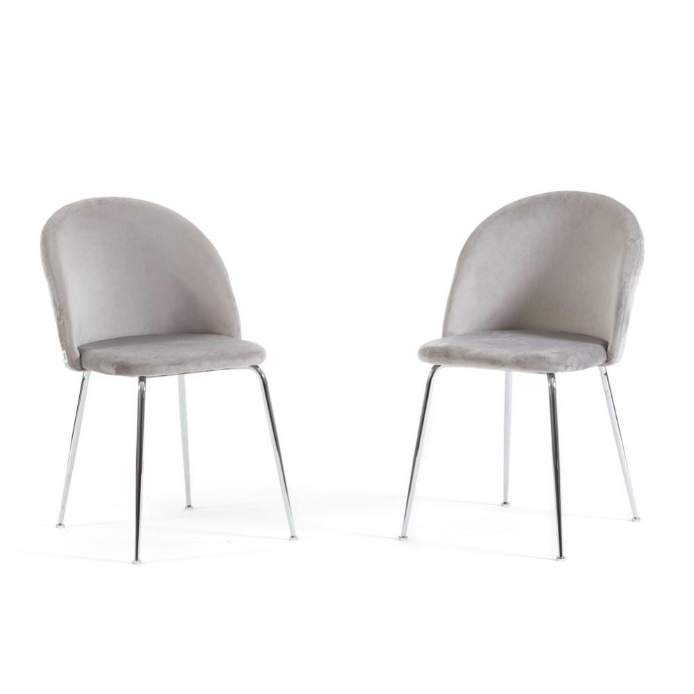 Set di 2 sedie imbottite in velluto con braccioli e gambe in metallo grigio  VidaXL - Habitium®