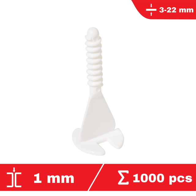 Lot de 1000 croisillons à cadran autonivelants TWIST-IT 1 mm - système de nivellement de carrelage - FLAT-PRO