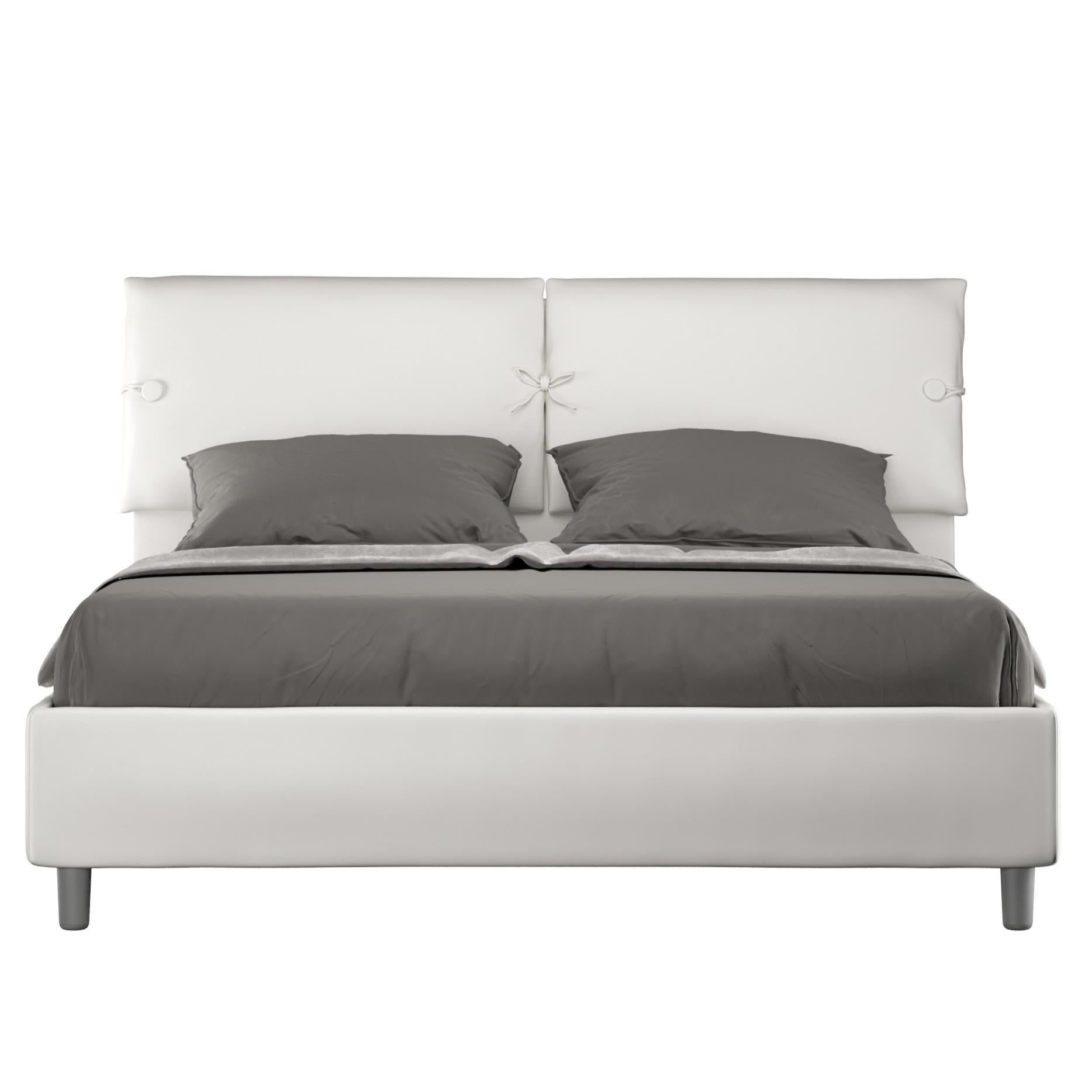 DREAMEA - Set Letto Boxspring Testata + Reti + Materasso + Topper Siero Di Dreamea 160 X 200 Cm Tessuto Avorio 3517920775057