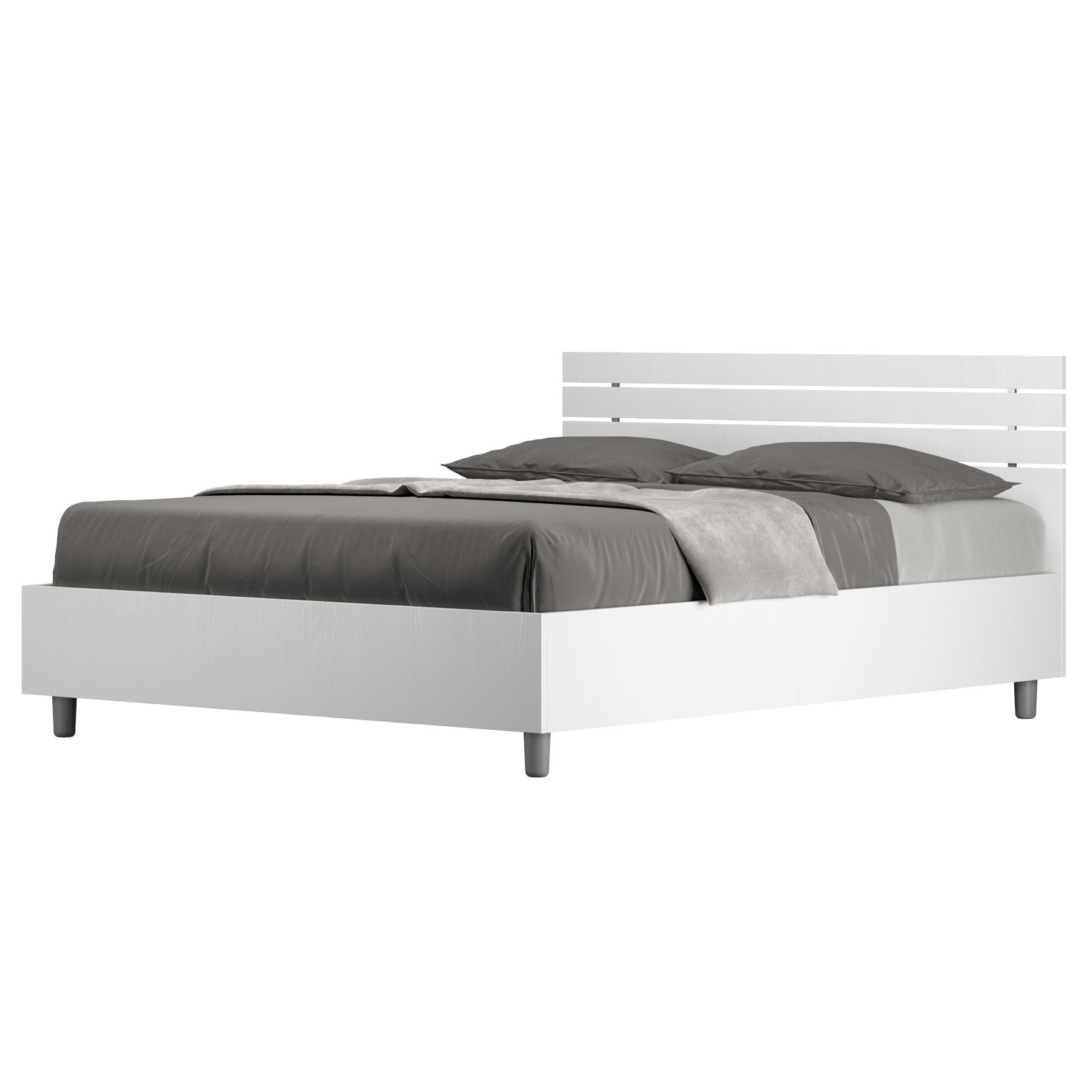 Letto alla Francese 140x190 Bianco Rete a Doghe con Cassetti una