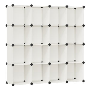 Meuble Rangement Enfant 16 Cubes, Armoire Modulable Avec Portes, 123 X 31 X  123 Cm, Blanc