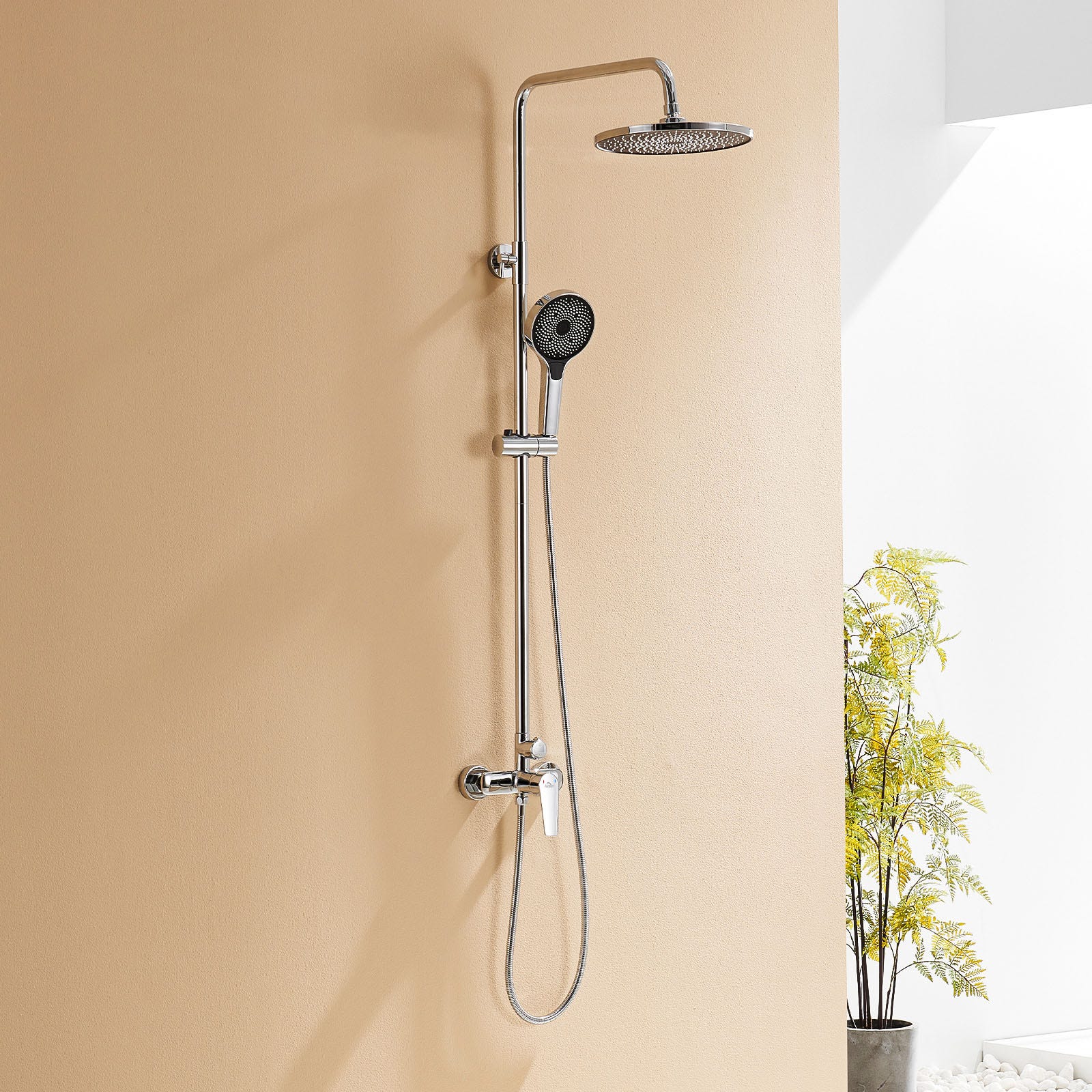 Système de douche mural à trois fonctions pommeau douchette robinetterie pour  salle de bains