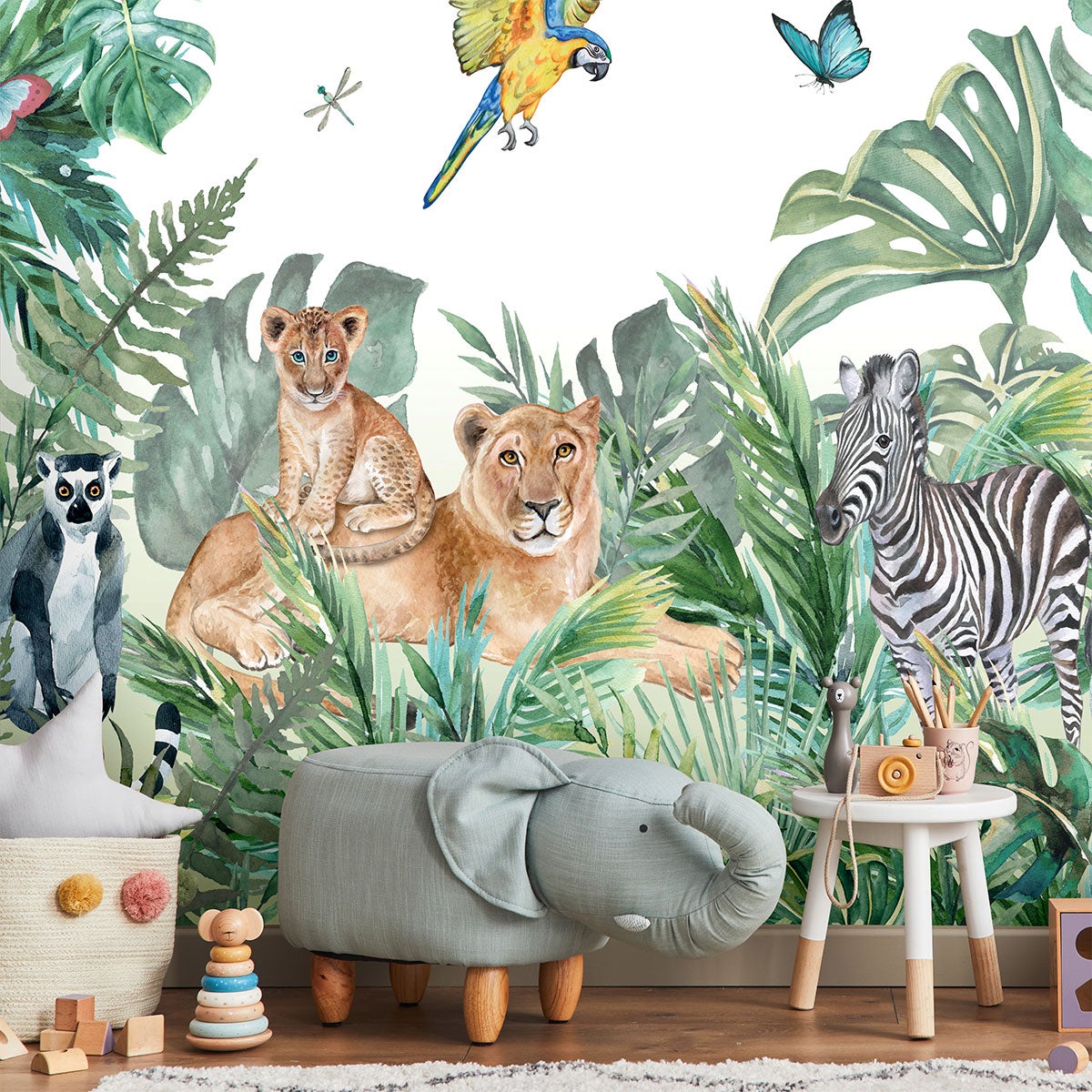 Papier peint panoramique jungle préencollé animaux de la savane H 250 x L  240 cm