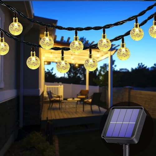 Guirlande lumineuse solaire d'extérieur, 11M/36 pieds, 60 LED, étanche, en  cristal, à énergie solaire, pour jardin, patio (blanc chaud)
