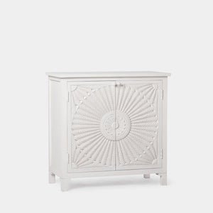 Aparador Falköping con 2 puertas de malla metálica fina y acero 102 x 80 x  40 cm - Blanco [en.casa]