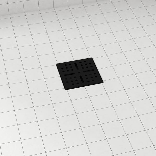 Desagüe horizontal para plato de ducha - Diámetro 90 mm - Tapa Negra