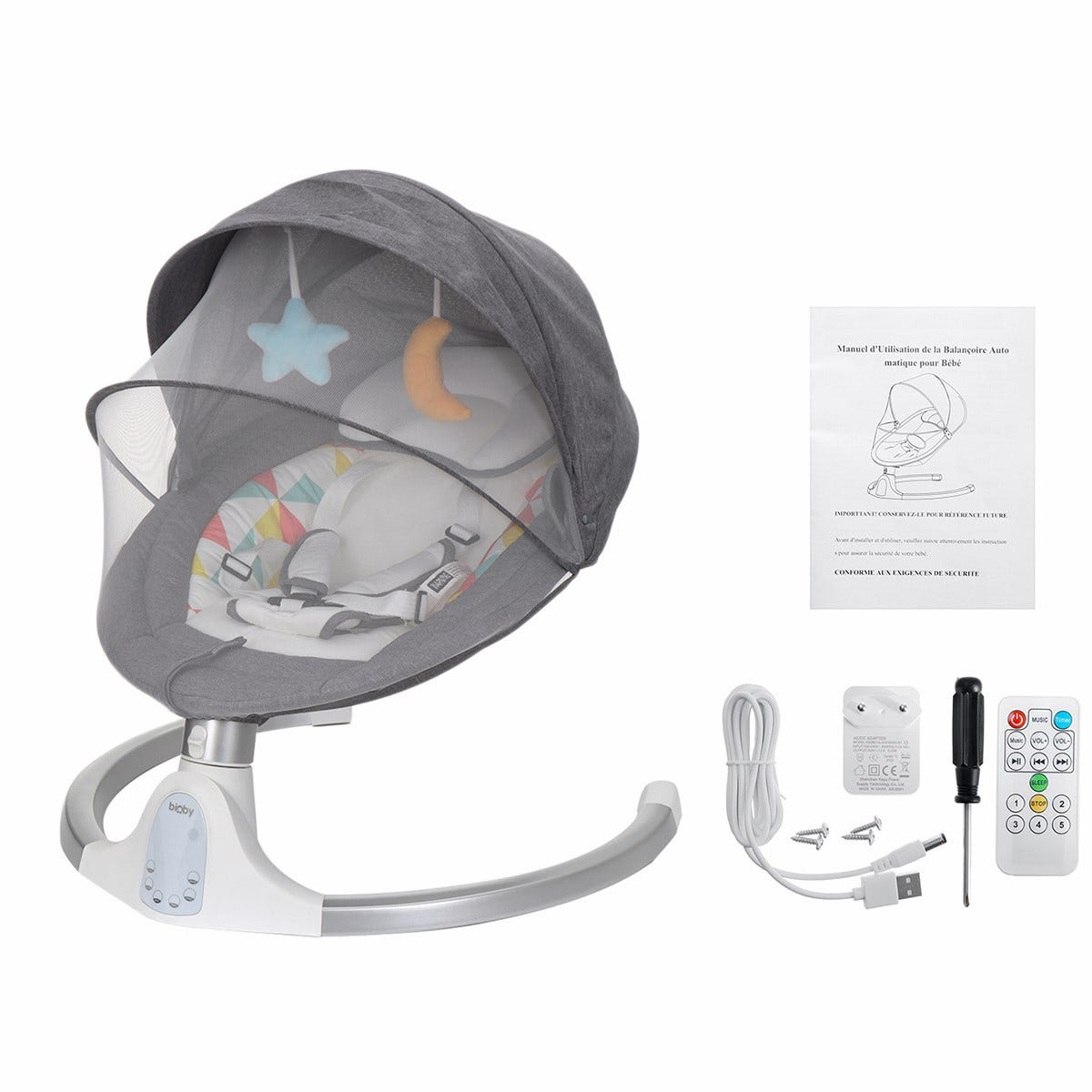 Balancín eléctrico para bebés de 0 a 12 meses, con 12 música, plegable, con  mando a distancia