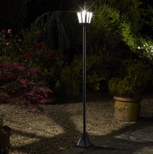 Lanterne de jardin solaire à LED, capteur crépusculaire, 100 lm, 160 cm