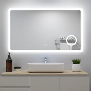 Miroir de salle de bain à LED 160 × 80cm 3 couleurs de lumière Miroir mural  dimmable