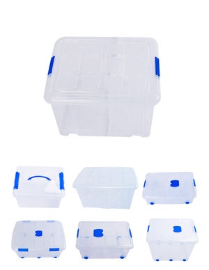 Cajas de Almacenaje Transparentes – Cajas Organizadoras de Plástico con Tapa, Pack 4 uds (16L)